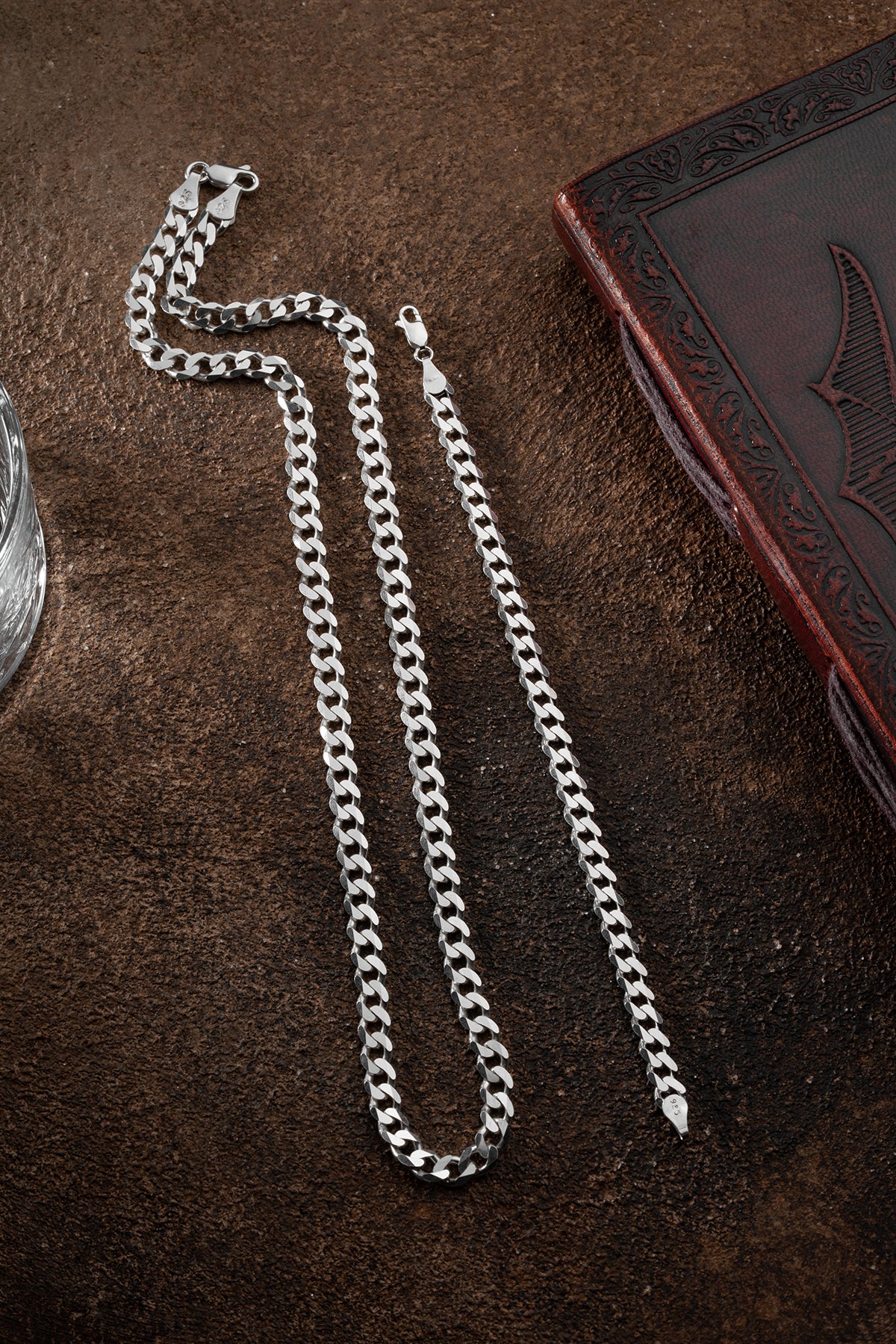 Set Miami Cuban Link Panzerkette + Armband Mit Löwe 4.8mm - Silber 925