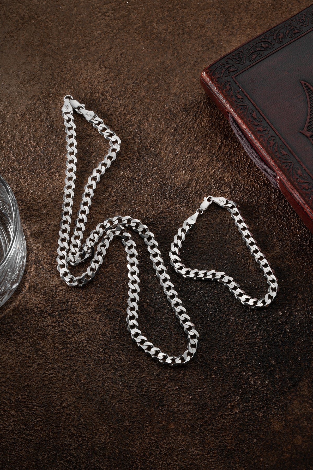 Set Miami Cuban Link Panzerkette + Armband Mit Löwe 4.8mm - Silber 925