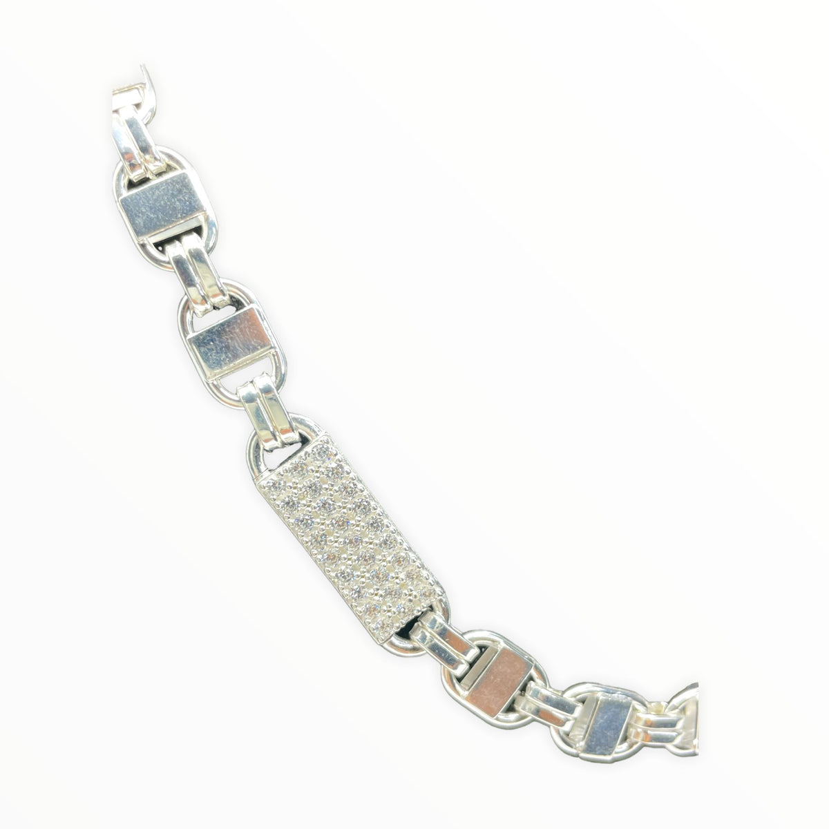 Plattenkette Iced Out 2.0 (Steigbügelkette) 8,5 mm aus 925er Silber – Ansicht 3