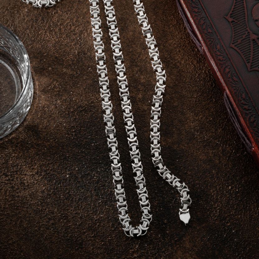 Königskette Flach 8 mm aus 925 Sterling Silber – Massiv Herren Halskette