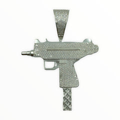 ICED OUT UZI Maschinenpistole Anhänger XXL aus 925 Sterling Silber