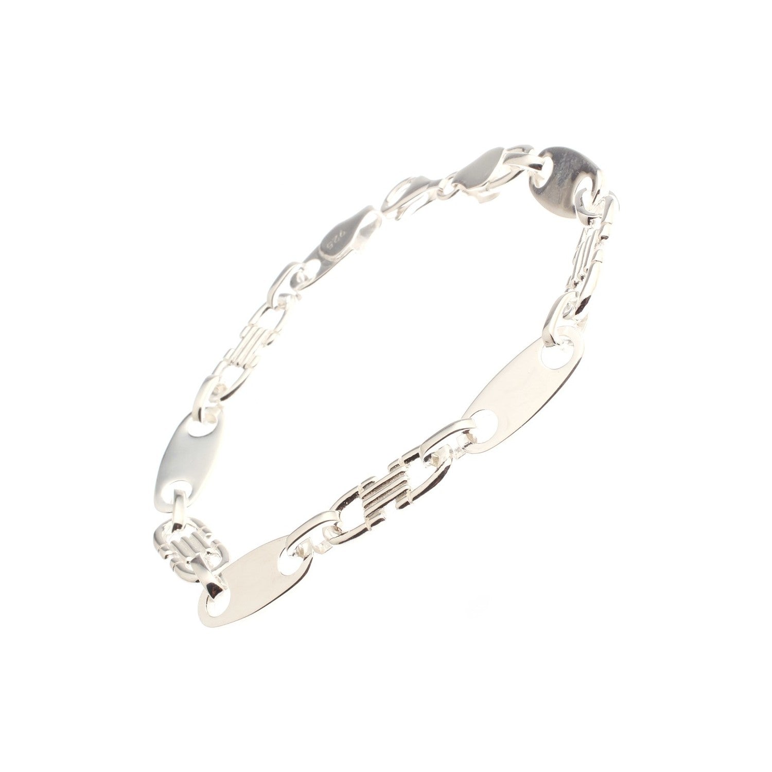 Plattenkette Armband 8mm aus 925 Sterling Silber