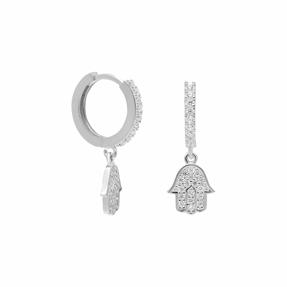 Fatima-Hand-Ohrringe aus 925er Silber – Ansicht 2