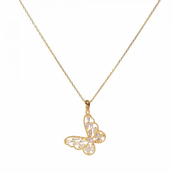 Butterfly-Boho-Kette mit Zirkonia aus 925er Silber