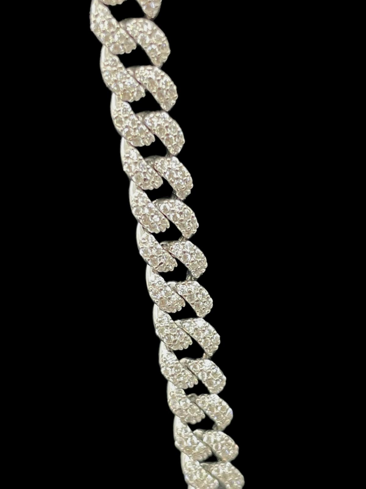 ICED OUT CUBAN LINK Armband RHODINIERT BREIT 6MM 925 STERLING SILBER |  Silber Paradies
