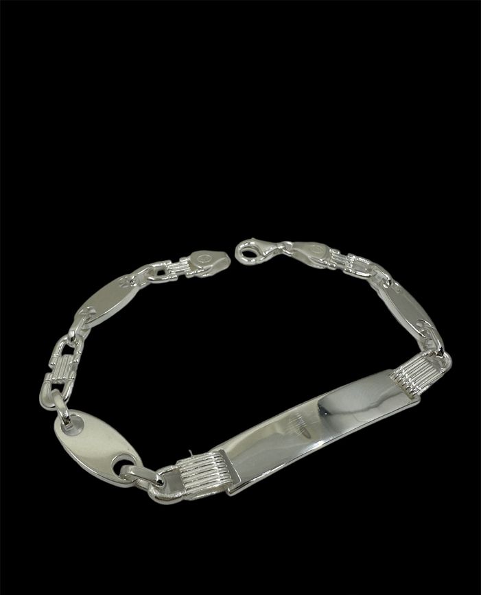Plattenkette Set Edelstahl 60cm 8mm + Armband Platten Kette Halskette  Silber 8mm