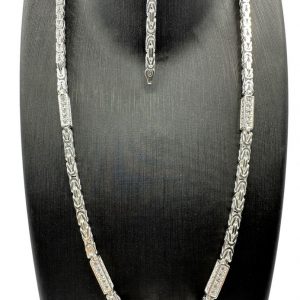 SET Königskette ICED OUT Mit Armband- 5 mm breit 60-70cm lang - Silber 925