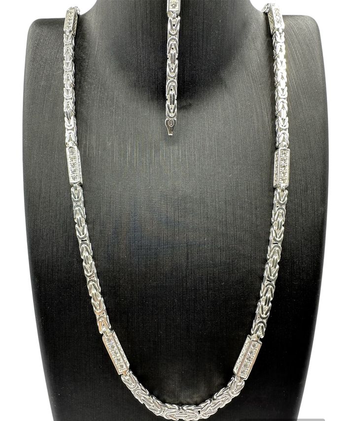 SET Königskette ICED OUT Mit Armband- 5 mm breit 60-70cm lang - Silber 925