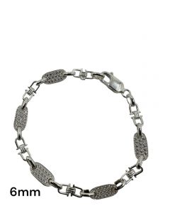 ICED OUT Plattenkette Armband 6mm aus 925 Sterling Silber